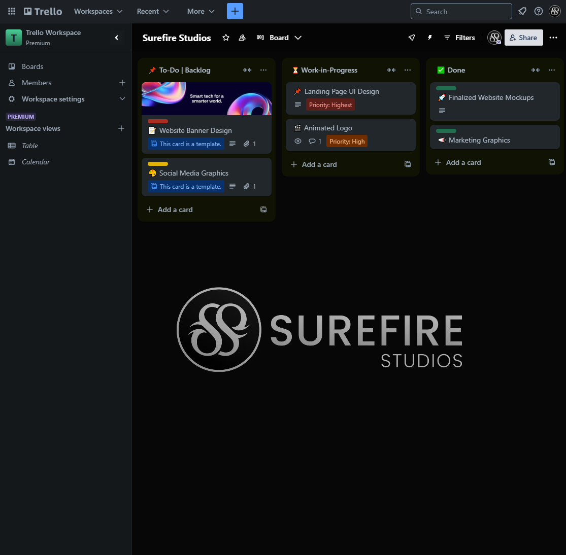 Sample Trello Board with workload